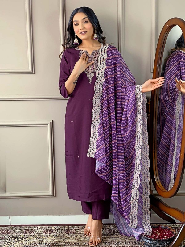 Dark Plum Viscose Silk Readymade Kurti